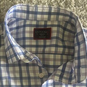 UNTUCKit Men's White, purple, and Blue Checkered Shirt